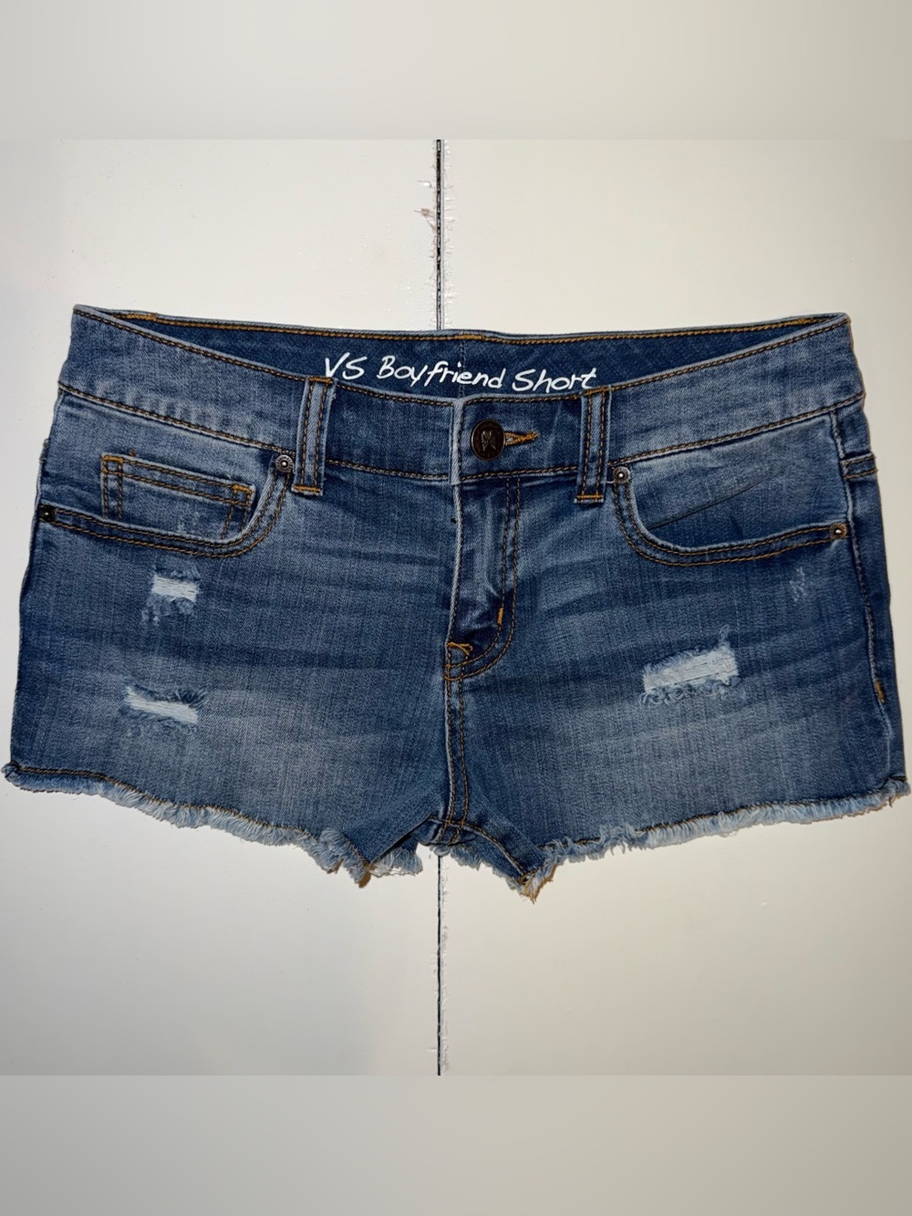Victoria's Secret Distressed Blue Denim Boyfriend Cutoff Shorts